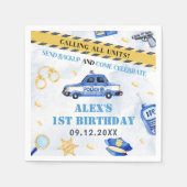 警察少年1歳の誕生日パーティー スタンダードカクテルナプキン (正面)