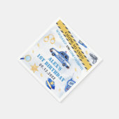 警察少年1歳の誕生日パーティー スタンダードカクテルナプキン (角)