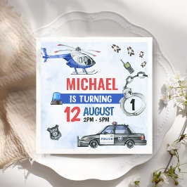 警察少年1歳の誕生日パーティー スタンダードカクテルナプキン