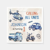 警察少年1歳の誕生日パーティー スタンダードカクテルナプキン (正面)