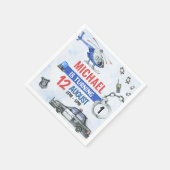 警察少年1歳の誕生日パーティー スタンダードカクテルナプキン (角)