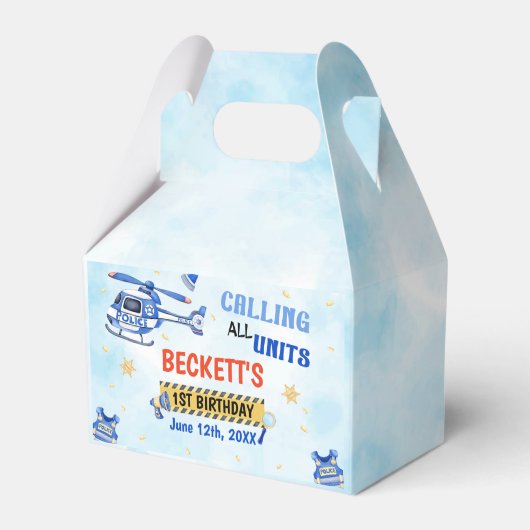 警察少年1歳の誕生日パーティー フェイバーボックス (正面サイド)