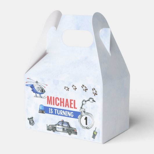 警察少年1歳の誕生日パーティー フェイバーボックス (正面サイド)