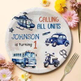 警察少年1歳の誕生日パーティー ペーパープレート