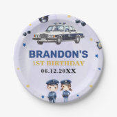 警察少年1歳の誕生日パーティー ペーパープレート (正面)