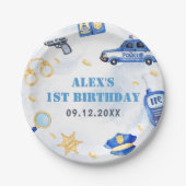 警察少年1歳の誕生日パーティー ペーパープレート (正面)
