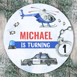 警察少年1歳の誕生日パーティー ラウンドシール
