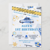 警察少年1歳の誕生日パーティー 招待状 (正面)