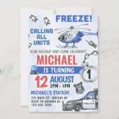 警察少年1歳の誕生日パーティー 招待状 (正面)