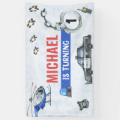 警察少年1歳の誕生日パーティー 横断幕 (縦)