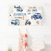 警察少年1歳の誕生日パーティー 横断幕 (インサイチュ)