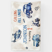 警察少年1歳の誕生日パーティー 横断幕 (縦)