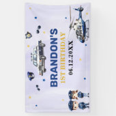 警察少年1歳の誕生日パーティー 横断幕 (縦)