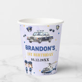 警察少年1歳の誕生日パーティー 紙コップ (正面)