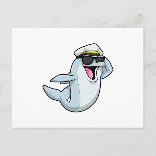 警察帽をかぶったイルカ ポストカード (正面)