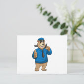 警察帽をかぶったクマの警察官 ポストカード (スタンド正面)