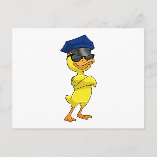 警察帽をかぶったヒヨコ ポストカード (正面)