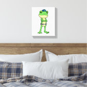 警察帽をかぶった警察官としてのカエル キャンバスプリント (インサイチュ (寝室))