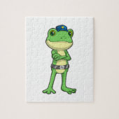 警察帽をかぶった警察官としてのカエル ジグソーパズル (縦)