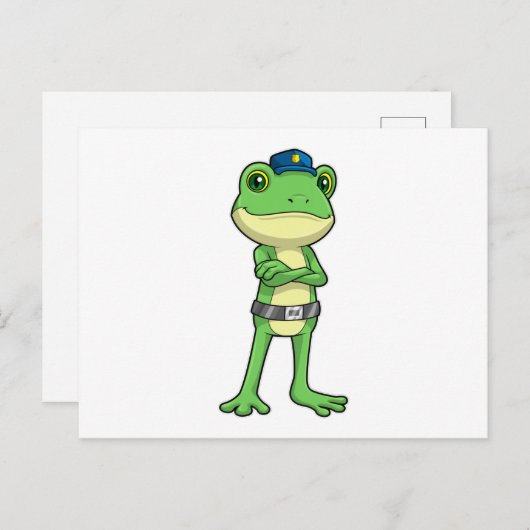 警察帽をかぶった警察官としてのカエル ポストカード (正面/裏面)