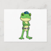 警察帽をかぶった警察官としてのカエル ポストカード (正面)