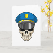 警察帽を持つ警察官としてのスカル カード (黄色い花)