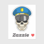 警察帽を持つ警察官としてのスカル シール (シート)