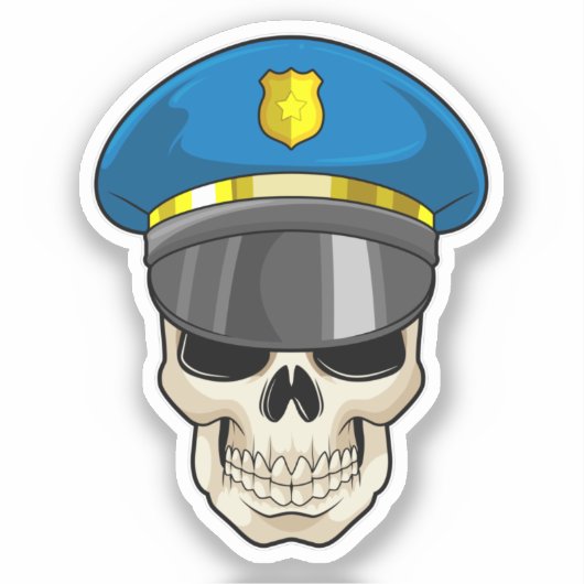 警察帽を持つ警察官としてのスカル シール (正面)