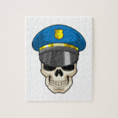 警察帽を持つ警察官としてのスカル ジグソーパズル (縦)