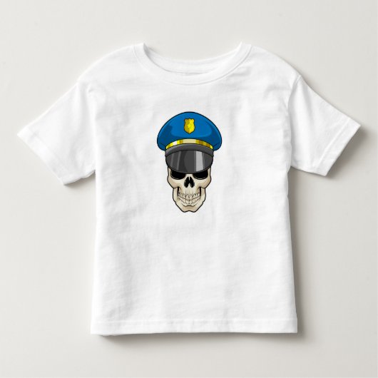 警察帽を持つ警察官としてのスカル トドラーTシャツ (正面)