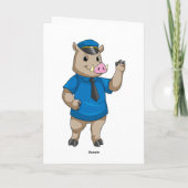 警察帽を被ったイノシシの警察官 カード (裏面)