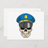 警察帽を被ったドクロの警察官 ポストカード (正面/裏面)