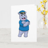 警察帽を被ったヒポポタマスの警官 カード (黄色い花)