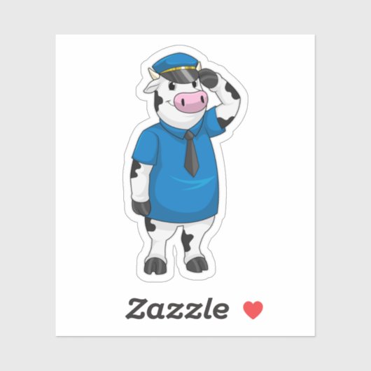 警察帽を被った警官としての牛 シール (シート)