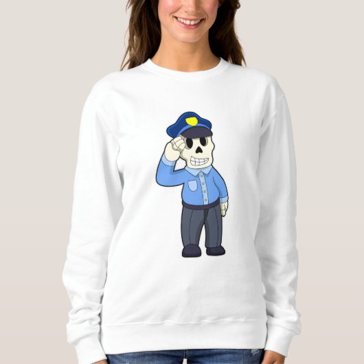 警察帽を被った警官としての骨格 スウェットシャツ (正面)