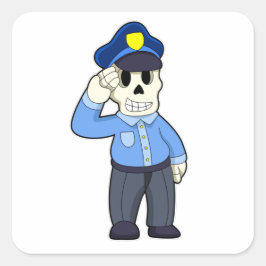 警察帽を被った警官としての骨格 スクエアシール