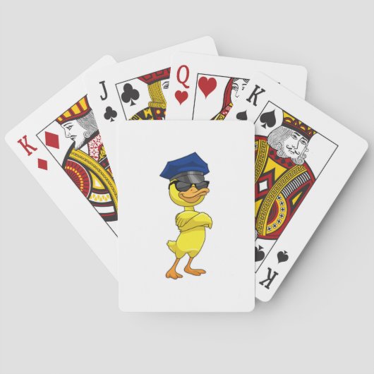 警察帽を被った警察官としてのアヒル トランプ (裏面)