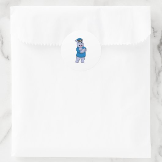 警察帽を被った警察官としてのカバ ラウンドシール (バッグ)