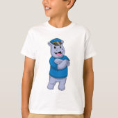 警察帽を被った警察官としてのカバ Tシャツ (正面)