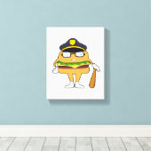 警察帽を被った警察官としてのバーガー キャンバスプリント (インサイチュ (ウッドフロア))