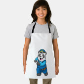 警察帽を被った警察官としてのパンダ エプロン (インサイチュ)