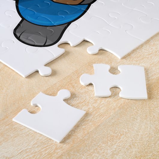 警察帽を被った警察官としてのパンダ ジグソーパズル (側面)