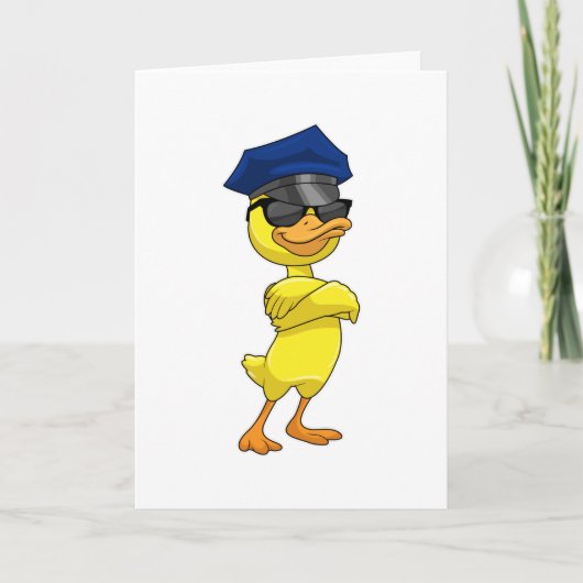 警察帽を被った警察官のダック カード (正面)