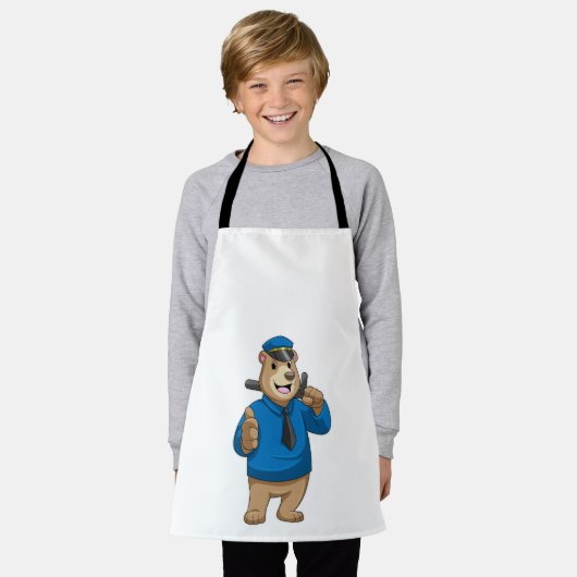 警察帽を被って警察官になる エプロン (着用した状態)