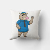 警察帽を被って警察官のように威張る クッション (裏面)