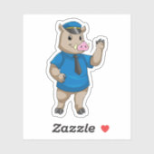 警察帽を被って警察官のように威張る シール (シート)