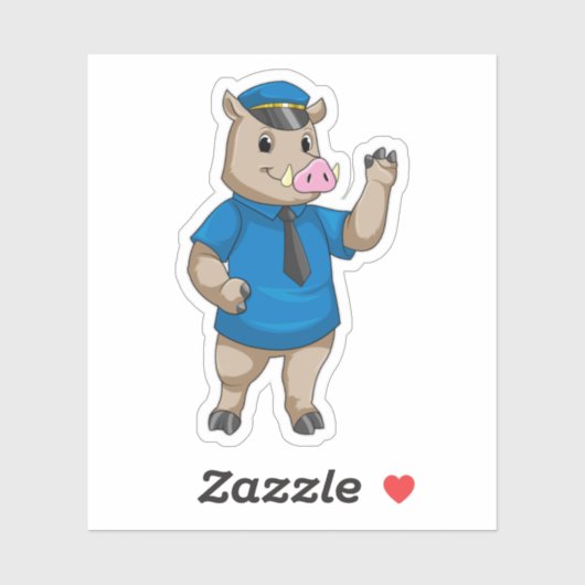 警察帽を被って警察官のように威張る シール (シート)