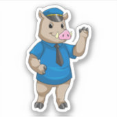 警察帽を被って警察官のように威張る シール (正面)