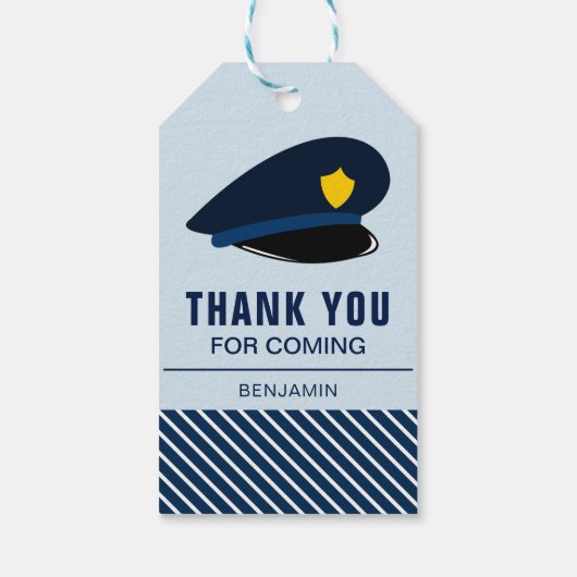 警察帽子誕生日パーティーのお気に入り ギフトタグ (裏面)