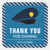 警察帽子誕生日パーティー好意ステッカー スクエアシール (正面)